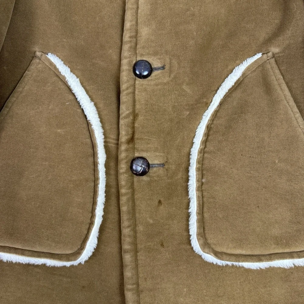 Vintage 60s Zero King Sherpa Lined Corduroy Car Coat Mens 40 Brown Made in USA - Picture 3 of 11